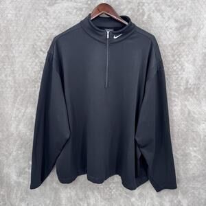 Nike Golf Pullover Mens 2XL Black Fleece 1/4 Zip Mock Neck Golf Sweater Athletic